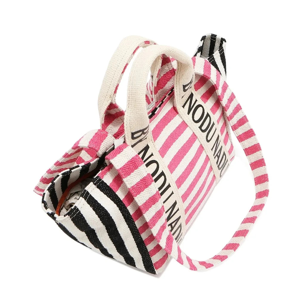 Lightweight Striped Canvas Tote Bag