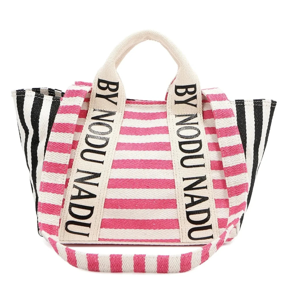 Lightweight Striped Canvas Tote Bag