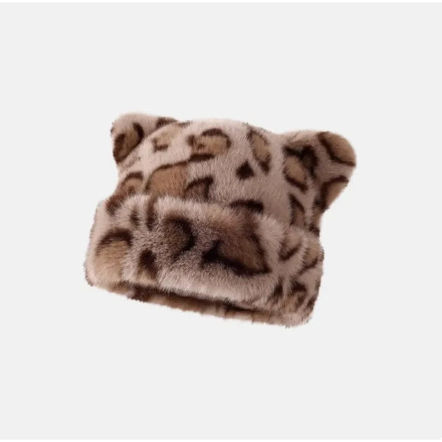 Leopard Print Plush Teddy Bear Hat