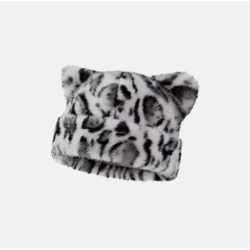 Leopard Print Plush Teddy Bear Hat